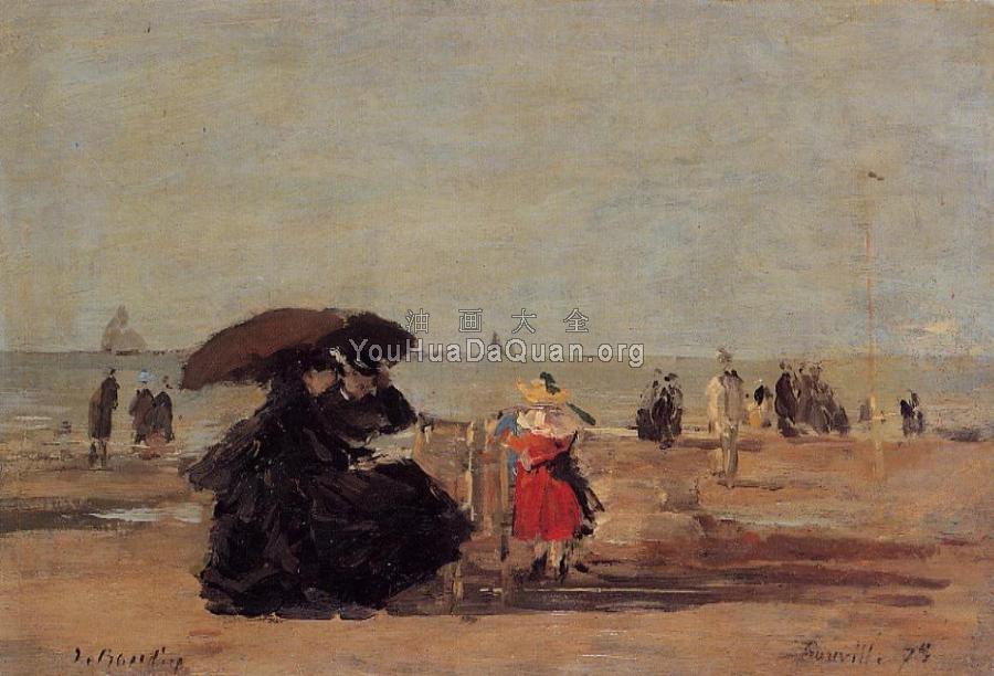 Trouville, Beach Scene - 尤金·布丹